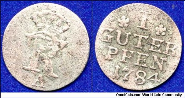 1 Guter pfennig.
Kingdom of Prussia.
Friedrich der Grosse (1740-1786).
*A* - Berlin mint.


Ag.