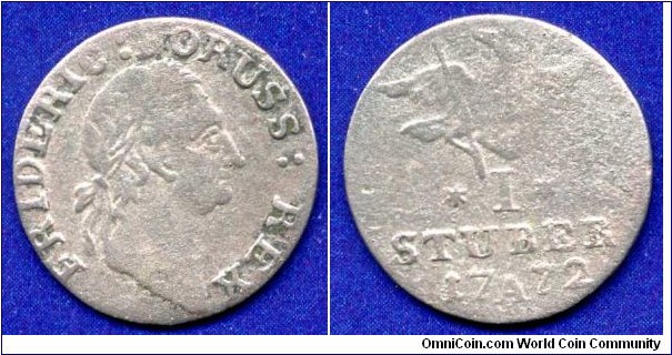 1 stuber.
Preußen-Ostfriesland.
Friedrich der Grosse (1740-1786).
*A* - Berlin mint.


Ag.