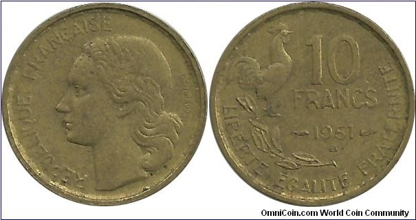 France 10 Francs 1951B