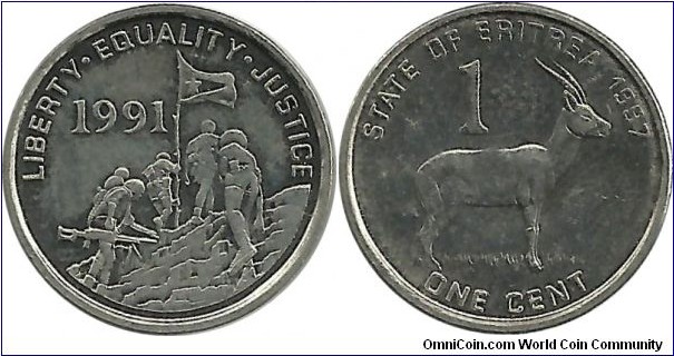 State of Eritrea 1 Cent 1991
