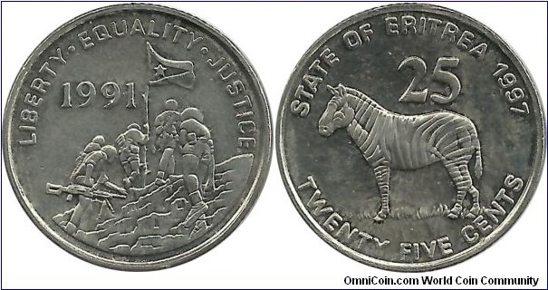 State of Eritrea 25 Cents 1991