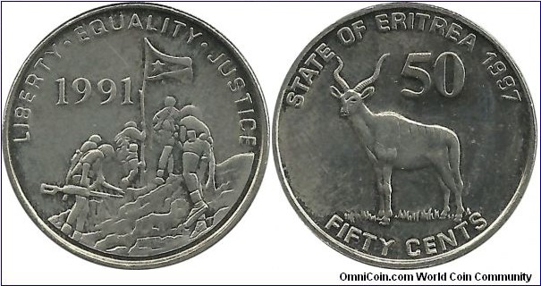 State of Eritrea 50 Cents 1991
