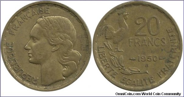 France 20 Francs 1950B-GeorgesGiraud-3Plumes