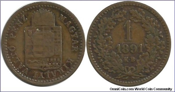 Aust-HunEmp 1 Krajczar 1891-Hungary-KM#478