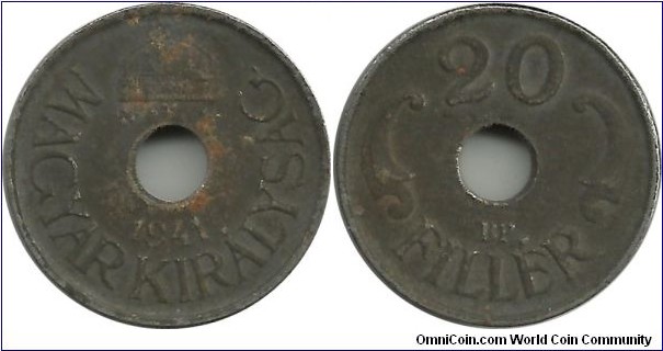 Hungary-Kingdom 20 Filler 1941(Fe)