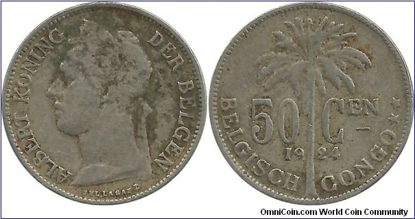 BelgianCongo 50 Centimen 1924
