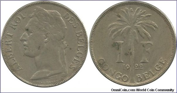 BelgianCongo 1 Franc 1922
