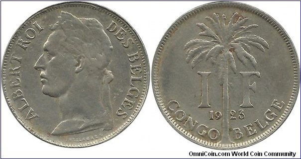 BelgianCongo 1 Franc 1923