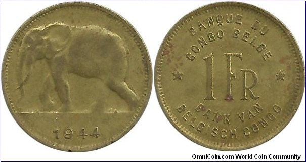 BelgianCongo 1 Franc 1944