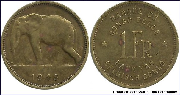 BelgianCongo 1 Franc 1946