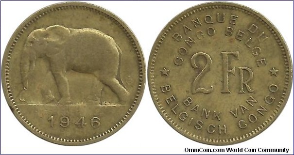 BelgianCongo 2 Francs 1946
