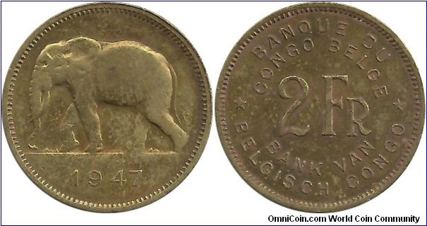BelgianCongo 2 Francs 1947