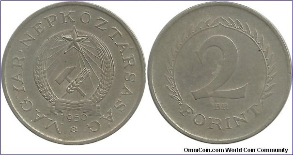 PRHungary 2 Forint 1950 - Diameter: 25.0 mm