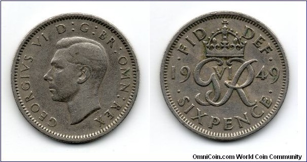 1949 George VI Sixpence