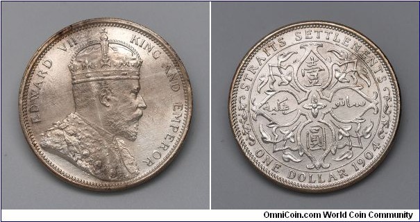 Straits Settlements 1904 King Edward VII $1 Silver 