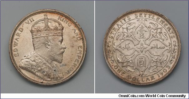 Straits Settlements 1903 King Edward VII $1 Silver