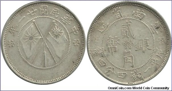 China-Republic 20 Cents 21(1932) Yunnan