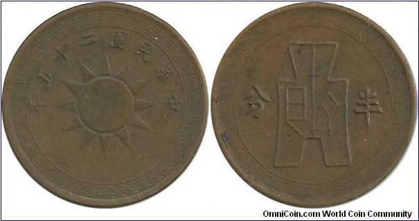 China-Republic ½ Fen 25(1936)
