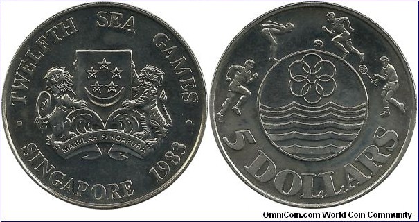 Singapore 5 Dollars 1983
