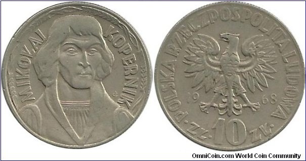 Poland 10 Zloty 1968-Mikolaj Kopernik(reduced)