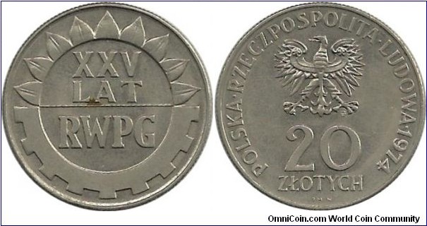 Poland 20 Zlotych 1974-25th Year of COMCON
