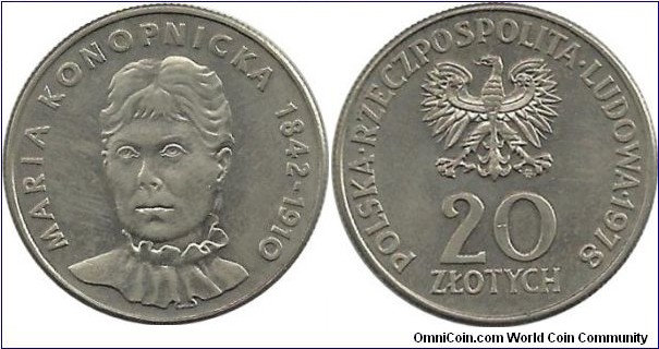 Poland 20 Zlotych 1978-Maria Konopnicka