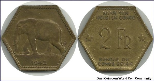 BelgianCongo 2 Francs 1943