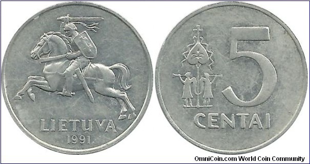Lithuania 5 Centai 1991
