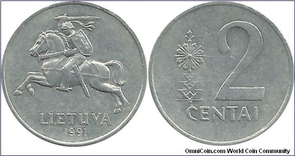 Lithuania 2 Centai 1991