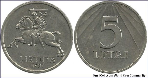 Lithuania 5 Litai 1991
