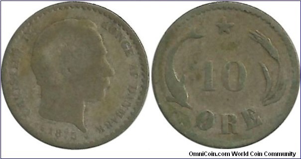 Denmark 10 Øre 1875-Christian IX