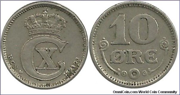 Denmark 10 Øre 1921-Christian X