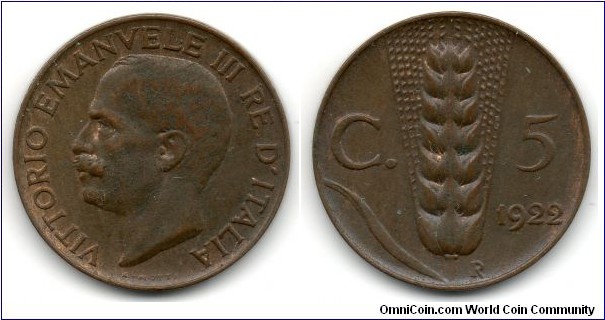 5 Centesimi, 1922