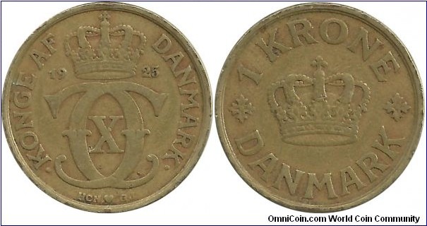 Denmark 1 Krone 1925-Christian X