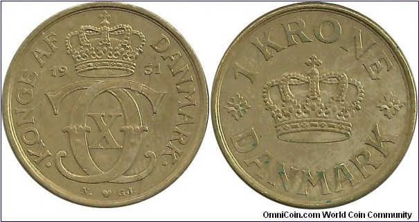 Denmark 1 Krone 1931-Christian X