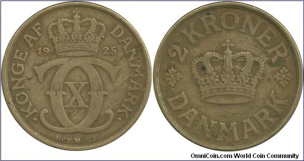 Denmark 2 Kroner 1925-Christian X
