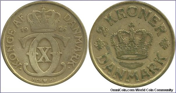 Denmark 2 Kroner 1926-Christian X