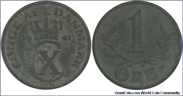 Denmark 1 Øre 1941-Christian X