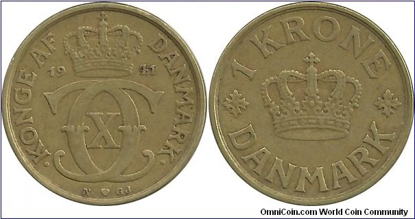 Denmark 1 Krone 1941-Christian X