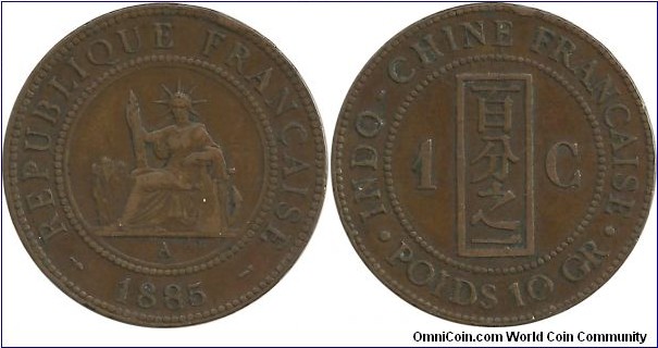 French IndoChina 1 Centime 1885A