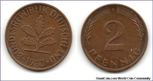 2 Pfennig, F Mint Mark