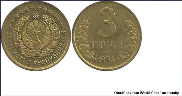 Uzbekistan 3 Tiyin 1994