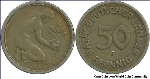 Germany-FR 50 Pfennig 1949J