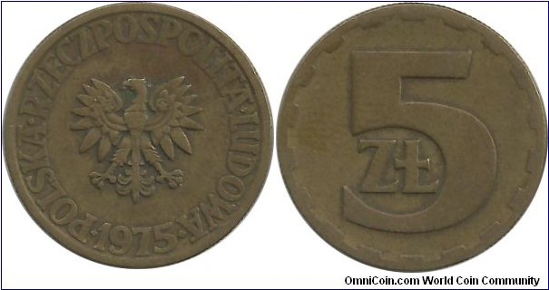 Poland 5 Zloty 1975