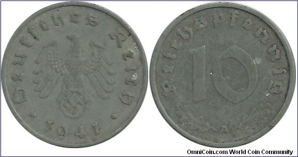 Germany-Nazi 10 Reichspfennig 1941A