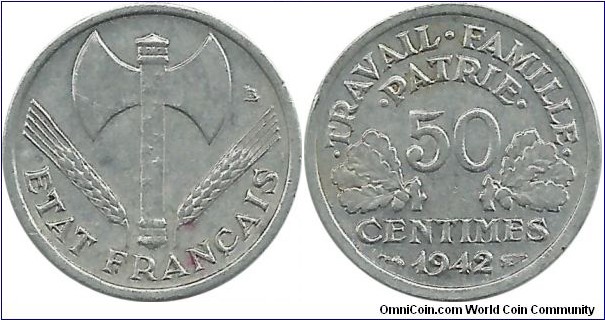 France 50 Centimes 1942