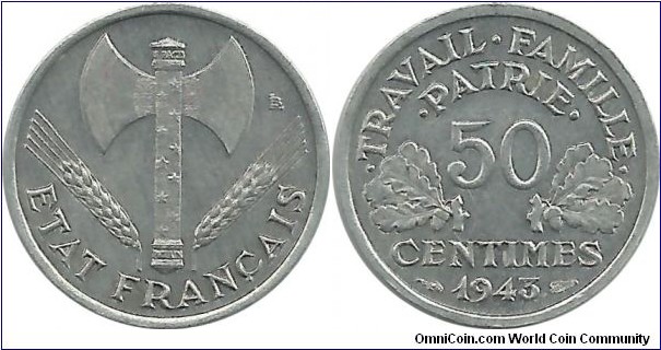 France 50 Centimes 1943