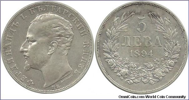 Bulgaria 5 Leva 1894