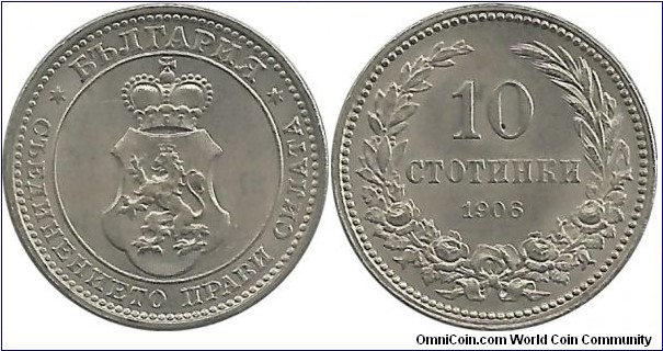 Bulgaria-Principality 10 Stotinki 1906