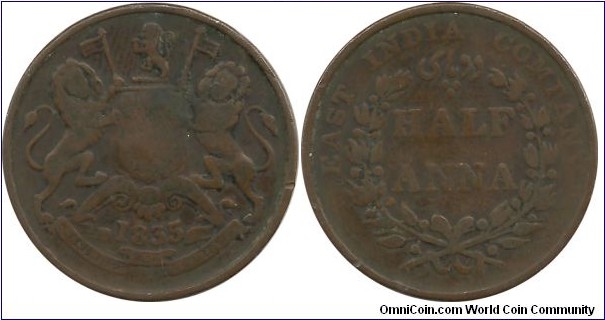 East India Company ½ Anna 1835